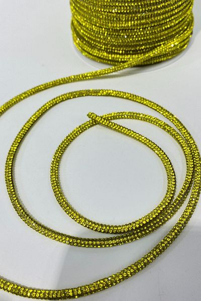 Limelia Yellow Full Tight Stone Pipe Ribbon Cord