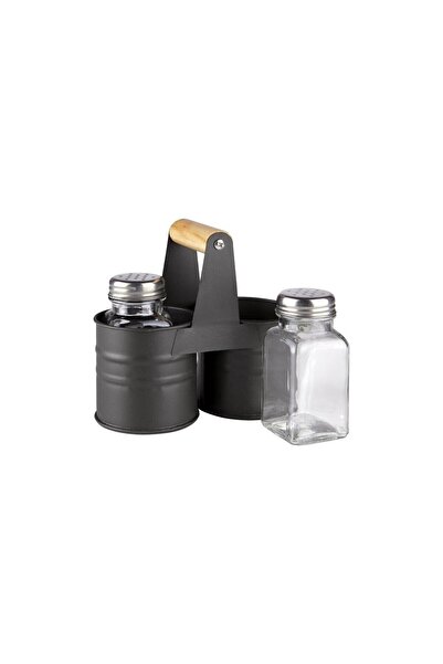 Excellent Houseware Retro salt and pepper set, 3 pieces, 4 x 9 cm
