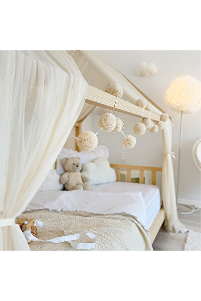 PAMUKA Montessori Tül Cibinlik Iki Parça Cream (TÜM EBATLAR)