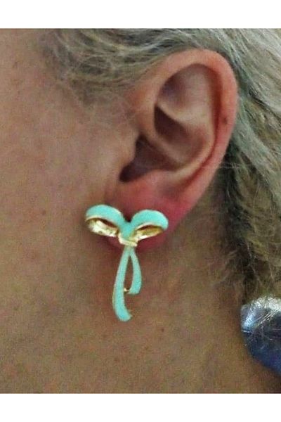 mos&more Mint Green Bow Stylish Women's Earrings