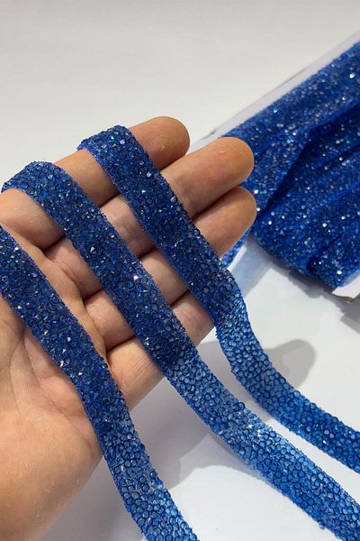 Limelia Baby Blue Iron-On Stripe Stone Beads1.5 cm