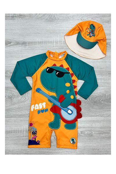My Kids Wear Zippered Long Sleeve Swimsuit with Hat