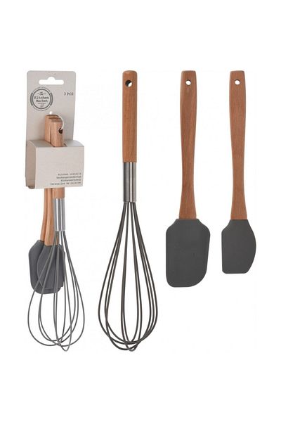 Excellent Houseware Set of 3 Colly pastry utensils, wood, silicone