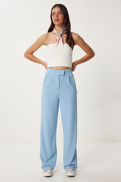 Lovelyİstanbul Buy Velcro Comfortable Palazzo Pants Sky Blue Lrv0003