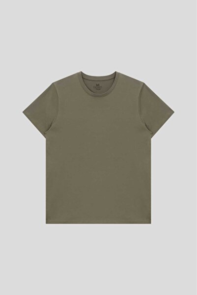 GOSH Erkek Haki Renk %100 Pamuk Bisiklet Yaka Standart Fit Normal Kesim T-shirt