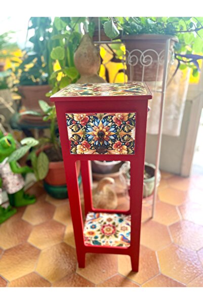 Bypinaryuksel Tasarım Desenli Ahşap Mini Komodin