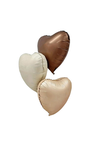 tedaks 3Pcs 18Inch 45cm Retro Heart Foil Balloon (Skin Cream Copper)