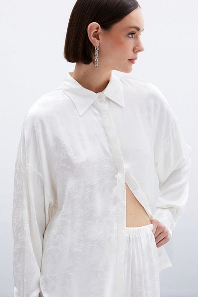 Sateen قميص جاكار ساتان - إكرو