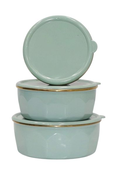 PR HOME Cornered Enamel Triple Storage Set Mint Green