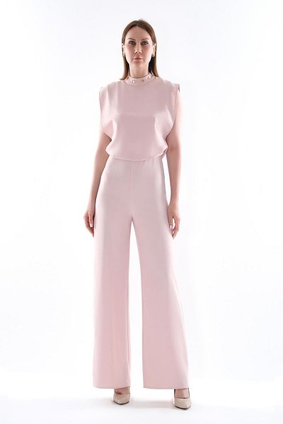 EXPLOSION Lined, Wide Leg Jumpsuit with Hidden Zipper at the Back