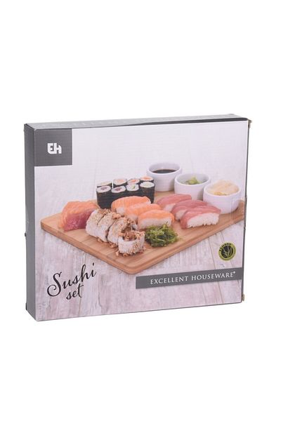 Excellent Houseware Sapporo Sushi serving set, bamboo, 28x24 cm