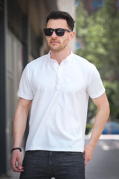 Oksit Ανδρικό πουκάμισο Cole Slim Fit Stretchy Lycra με κοντό μανίκι με μισό κουμπί