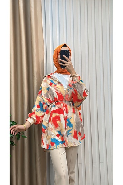 MERVE TESETTÜR Cămașă tunică cu model periat