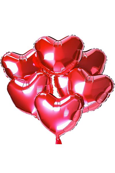 tedaks 5Pcs 18 Inch 45 cm Heart Foil Balloon Red