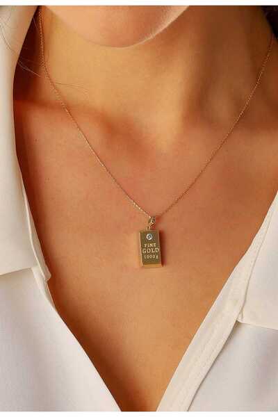 Nisanur Altın 14 Ayar Altın Külçe Altın Görünümlü Kolye