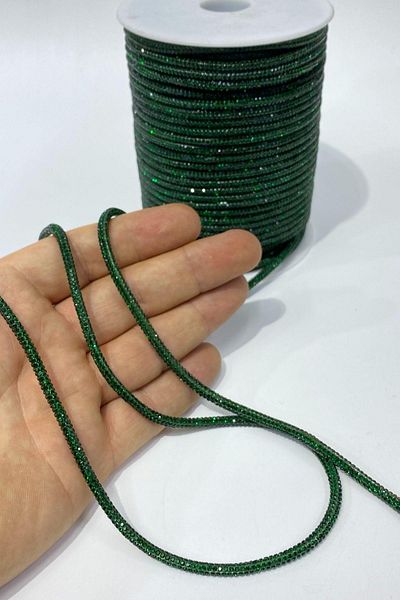 Limelia Emerald Green Full Tight Stone Pipe Ribbon Cord