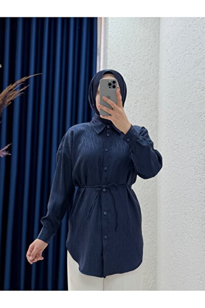 MİHRA STORE Πουκάμισο İzel Jacquard-BN4121 Navy Blue