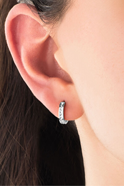 So CHIC... Minimal 18 Ayar Beyaz Altın Kaplama Gümüş Halka Küpe