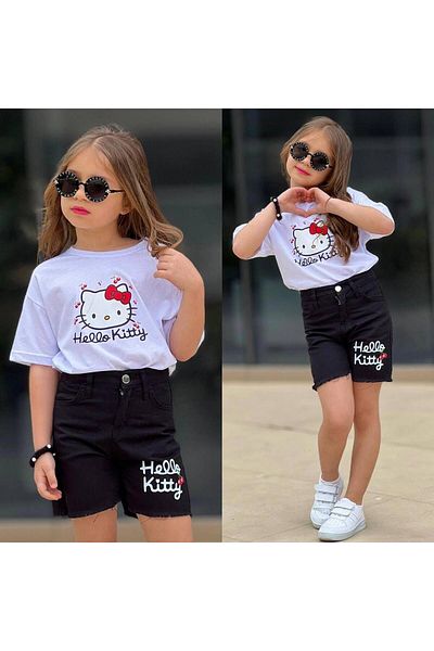 RAPAPA طقم شورت صيفي بأكمام قصيرة على طراز جبردين للفتيات Blyz+Shorts Set 2602B