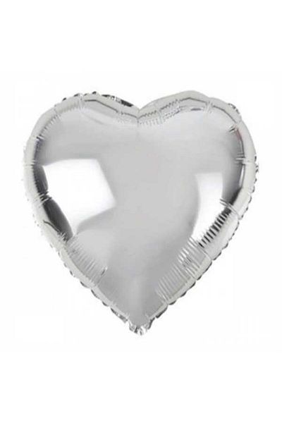 tedaks 1Pcs 18 Inch 45 cm Heart Foil Balloon Silver
