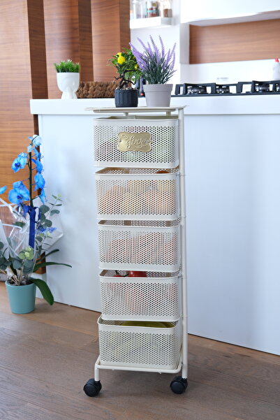 Yıldıray Metal 5-Layer Metal Square Open-Closed Vegetable Shelf