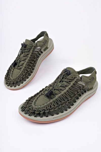 Aymood Elastic Lace-Up Unisex Summer Men's Sandals Women's Slippers Woven Design Beach Sandals Nef