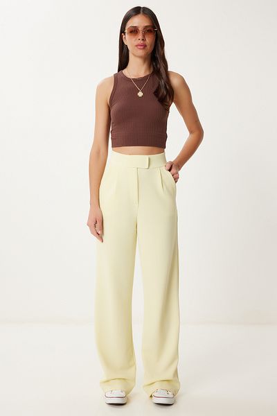 Lovelyİstanbul Buy Velcro Comfortable Palazzo Pants Yellow Lrv0003