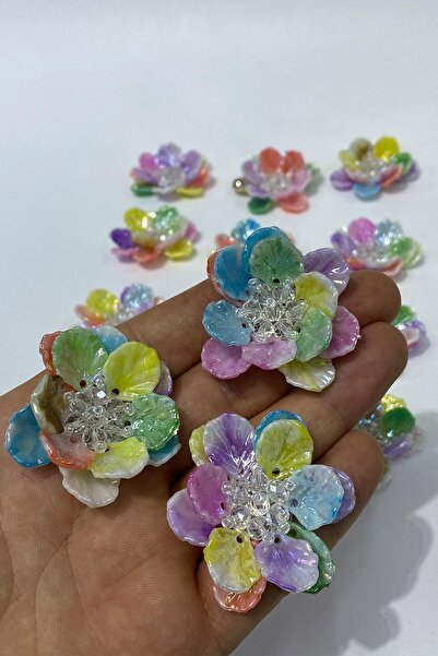 Limelia Rengarenk Yapraklı Kristal Boncuklu İncili Broş