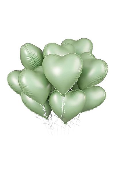 tedaks 5Pcs 18Inch 45cm Retro Heart Foil Balloon Soft Green