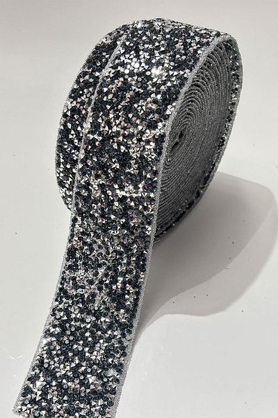 Limelia Navy Blue Iron-On Stripe Stone Beads 4 cm