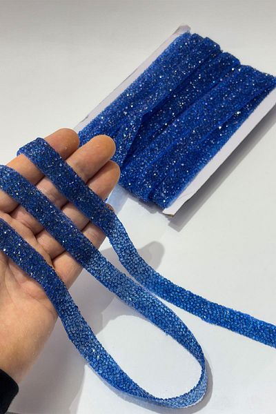 Limelia Baby Blue Iron-On Stripe Stone Beads1.5 cm