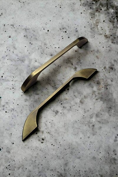 Dizaynhouse 224 mm Antik Sarı Zebra Model Zarif Dolap Kulpu, Eskitme Metal Do...