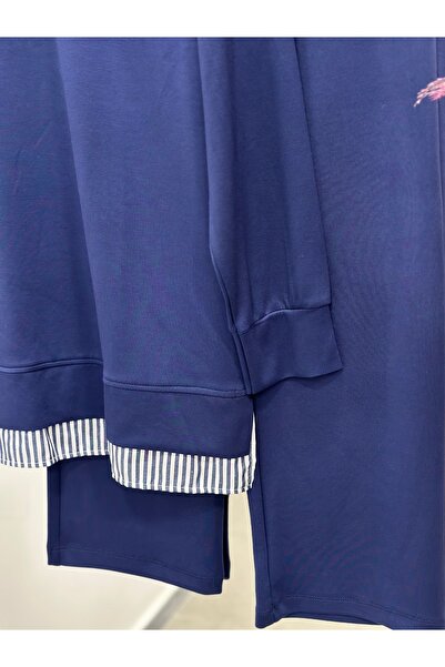 MİHRA STORE Σετ παντελόνι με ρίγες κάτω από τον κύρσο-MF1741 Μπλε