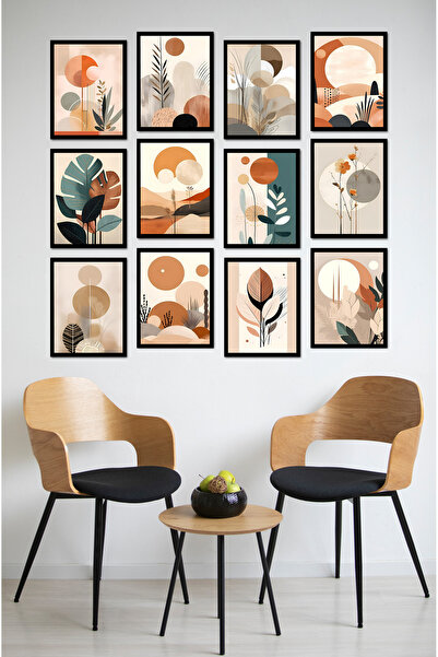 kutuTR Dekorize Mdf Tablo Seti 12 Parça - Salon Oturma Odası İçin Duvar Dekoru Çerçeve Görünümlü ONK SERİ