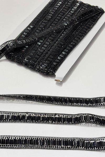 Limelia Black Pipe Beaded Iron-On Stripe Stone