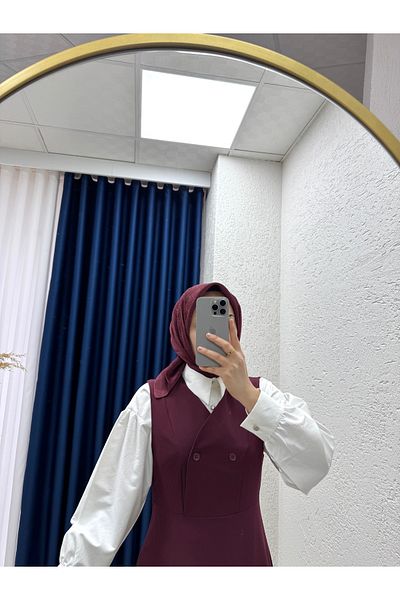 MİHRA STORE Zeninda Button Detailed Gilet-As4059 Claret Red