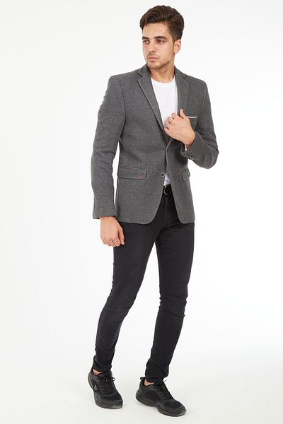 SPOSO Men's Navy Blue Slim Fit Blazer Jacket