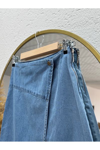 MİHRA STORE Aleda Piece Denim Skirt-Ml2064 Blue