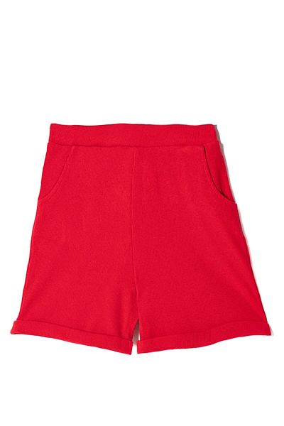 zepkids Ribbed Red Color Girl's Shorts