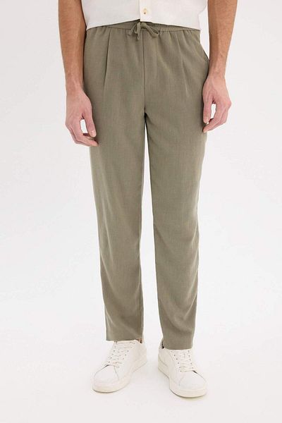 DeFacto Relax Fit Relaxed Fit Short Leg Linen Look Summer Fabric Trousers E4790Ax25Sm