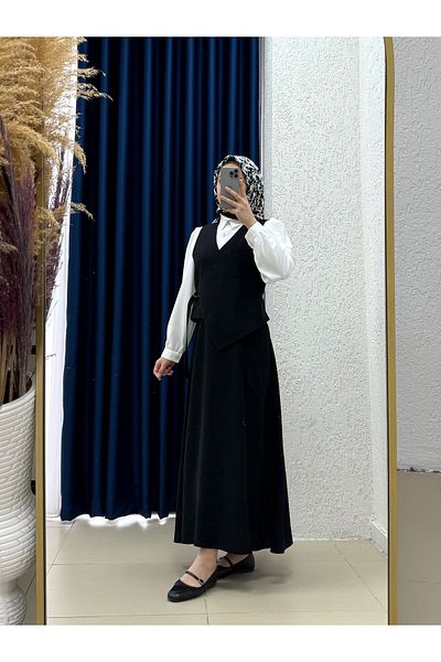 MİHRA STORE Tiruna Single Pocket Shirt Skirt Suit-Ge772 Black