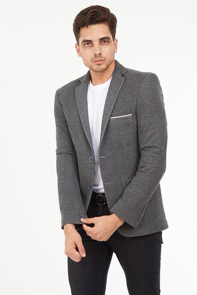 SPOSO Men's Navy Blue Slim Fit Blazer Jacket