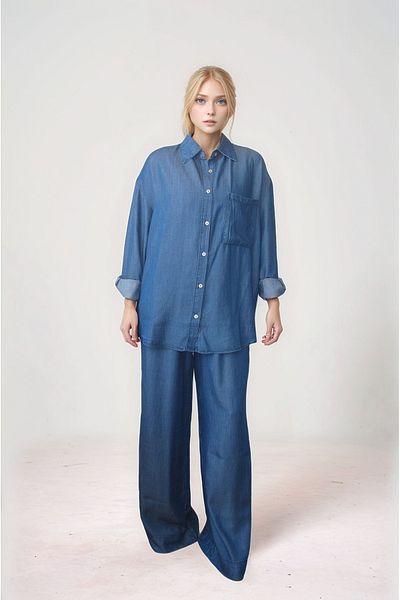 Alen Kiki Denim Look Shirt Pants Lyocell Set