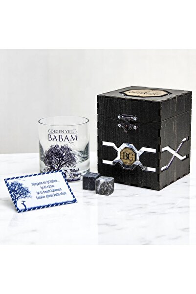 Keyifli Kadeh Keyiifli Kadeh-Gölgen Yeter Babam Ahşap Kutulu Viski Bardağı-KT...