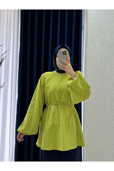 MİHRA STORE Zenita Raglan Sleeve Tunic-Bn4175 Pistachio Green