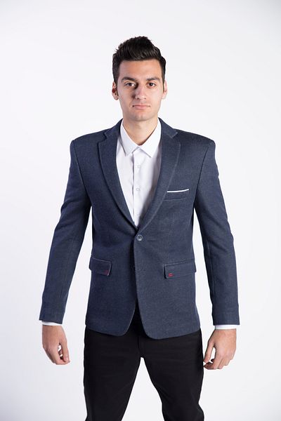 SPOSO Men's Navy Blue Slim Fit Blazer Jacket