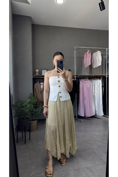 YOUR NAME Yarım Astarlı Uzun Kraşlı Etek