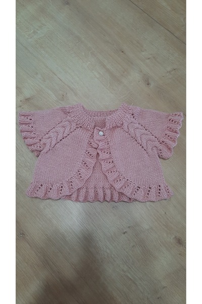 El örgüsü BEBE YÜNÜ EL ÖRGÜSÜ 2"Lİ TAKIM ELBİSE 1-2 YAİ UYUMLU PUDRA