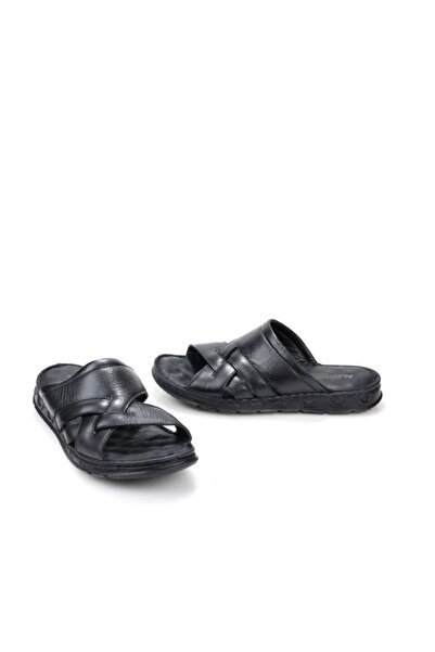 Papuçcity Aldmr 804 Ortopedik Erkek Masaj Tabanlı Hakiki Deri Terlik