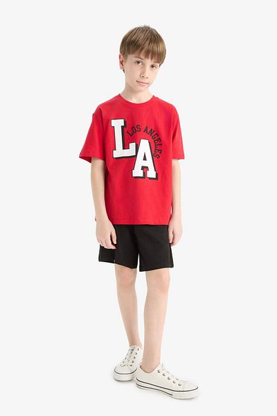 DeFacto Boys' 2-Piece Set Printed Short Sleeve T-Shirt Shorts F1229A825Hs